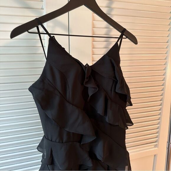 Black Ruffle Formal Gown Prom Dress - Picture 5 of 14